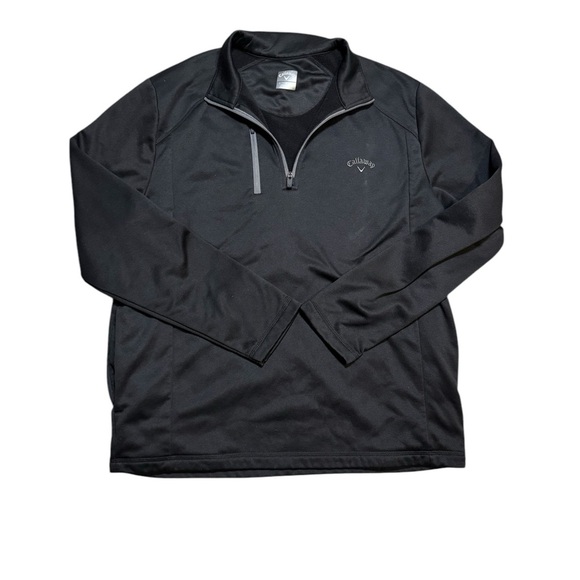 Callaway Mens 1/4-Zip Pullover Jacket L‎ Black Golf Fleece Sweater - Picture 1 of 3